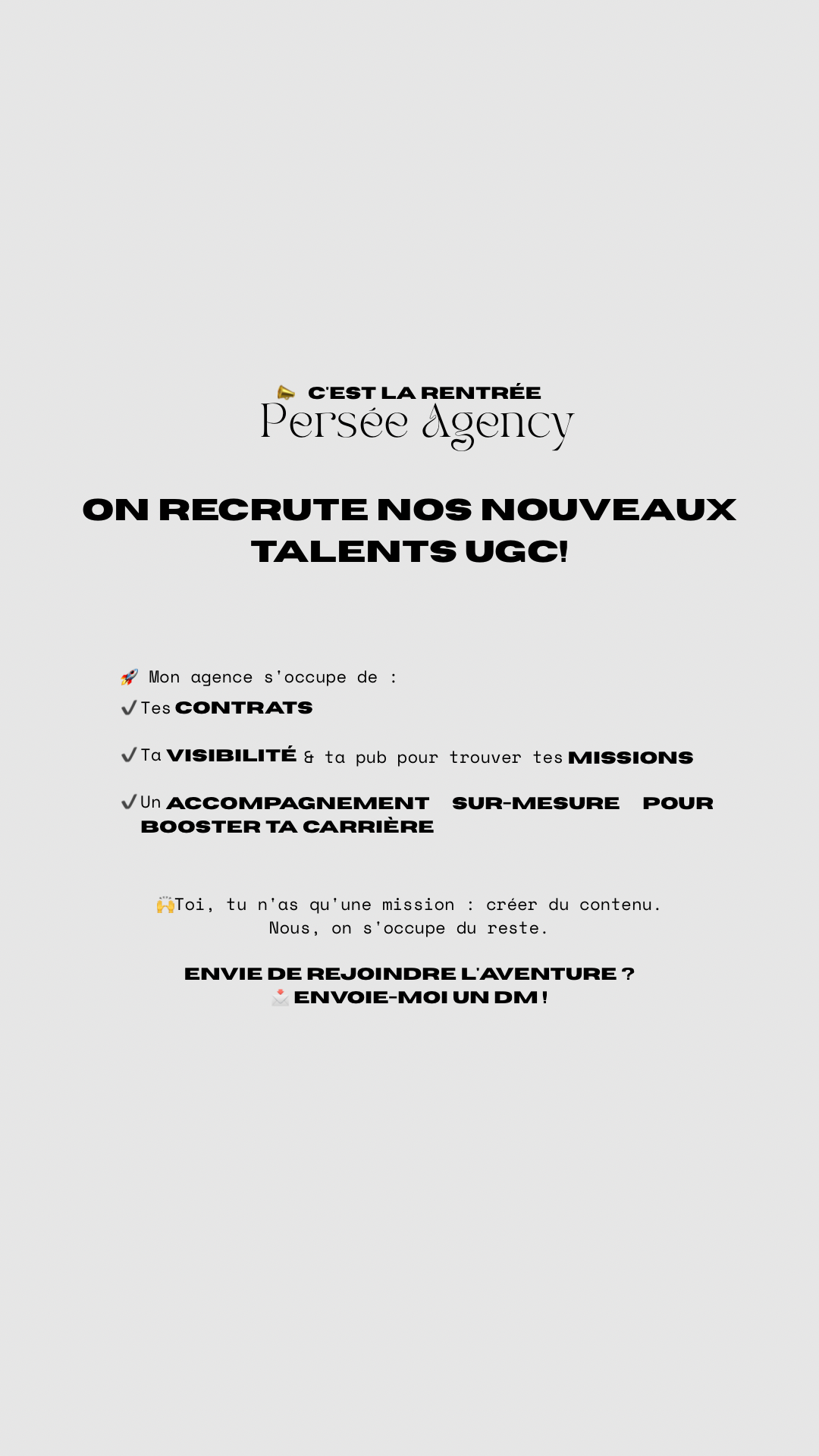 🌟 Persée Agency – L’agence qui propulse les créateurs UGC (offre promo ⬇️)